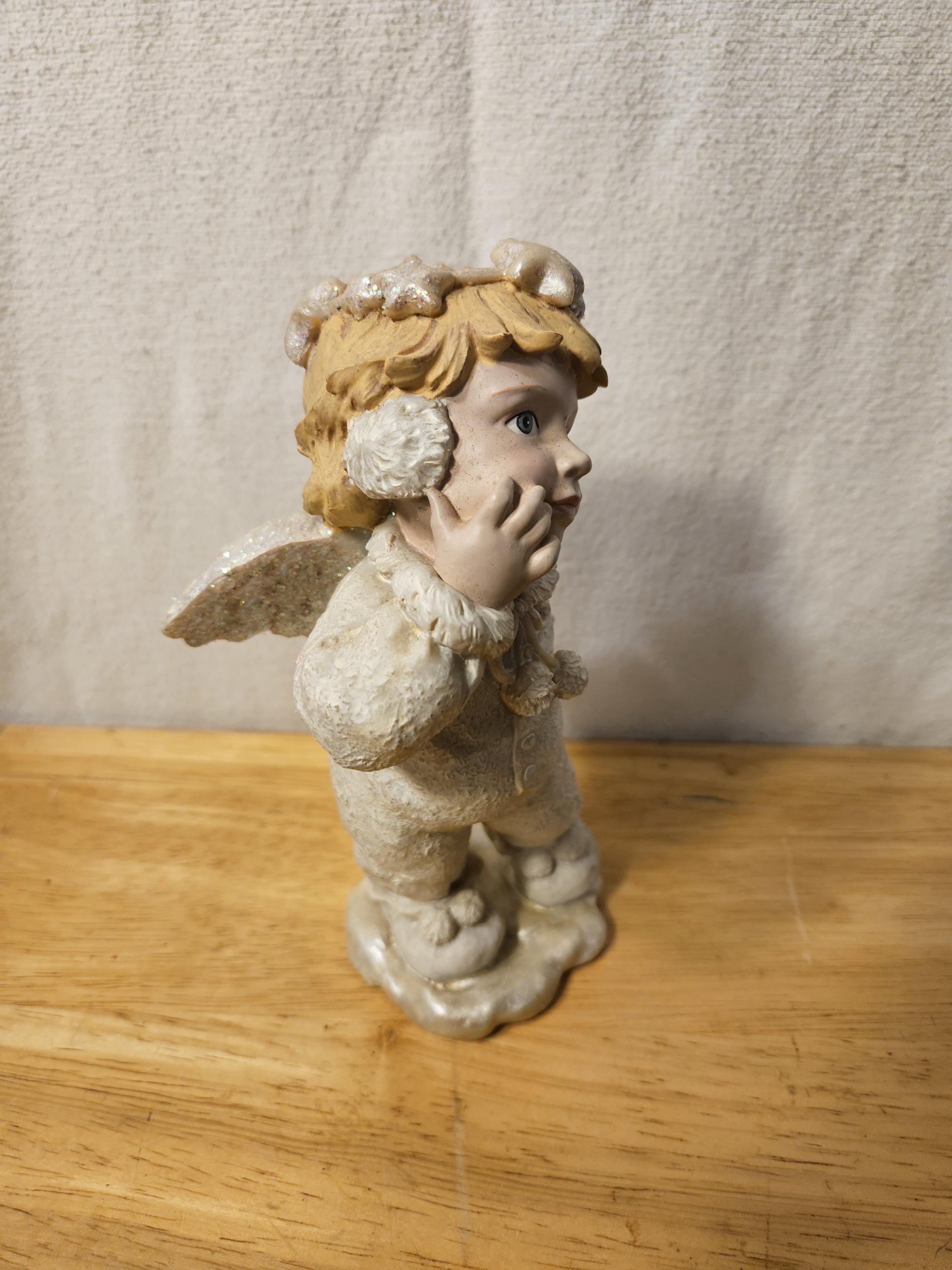 Vintage Snowy Angel Cherub Figurine--ITEM #1934