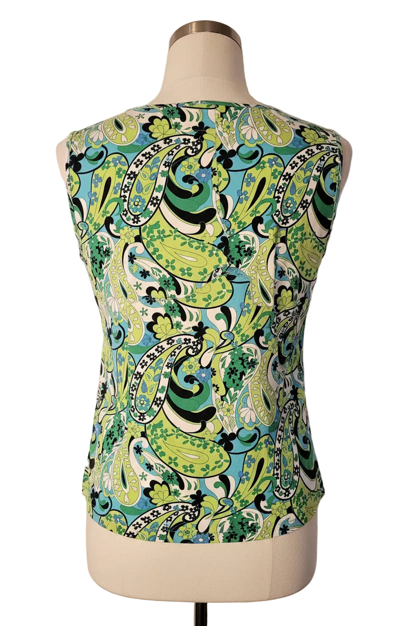 Croft & Barrow Women's Sleeveless Tank Top - Size XL - Green / Blue Paisley - ITEM #2486