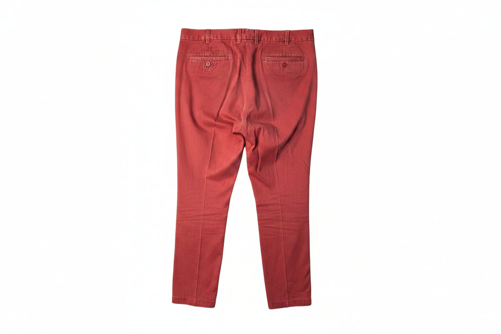 Orvis Men's Chino Pants 40x31 Coral Red Flat Front Straight Leg Pima Cotton-- ITEM #2492