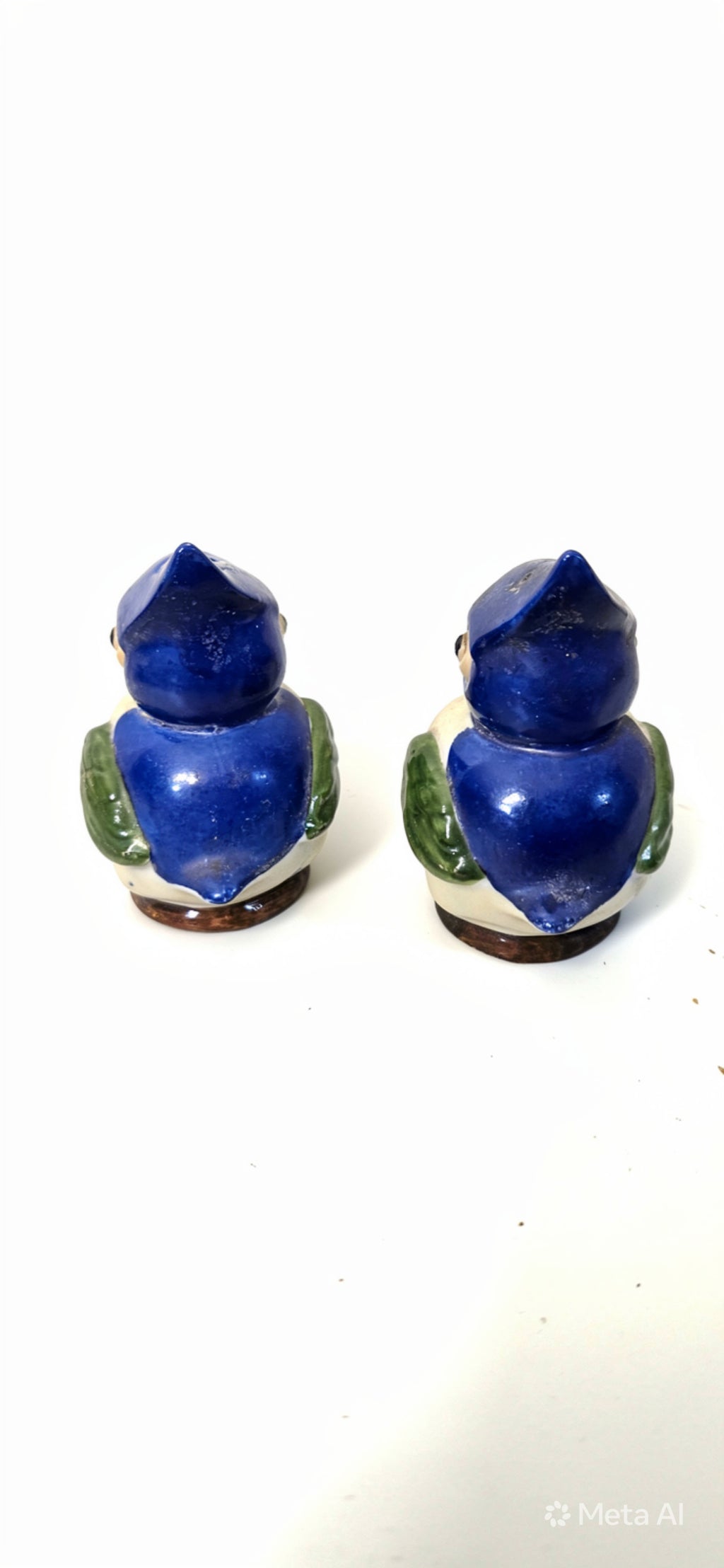 Vintage 1940s-50s German Ceramic Bird Salt & Pepper Shakers|Blue Green Kitsch|Mid-Century Collectible - ITEM #2300
