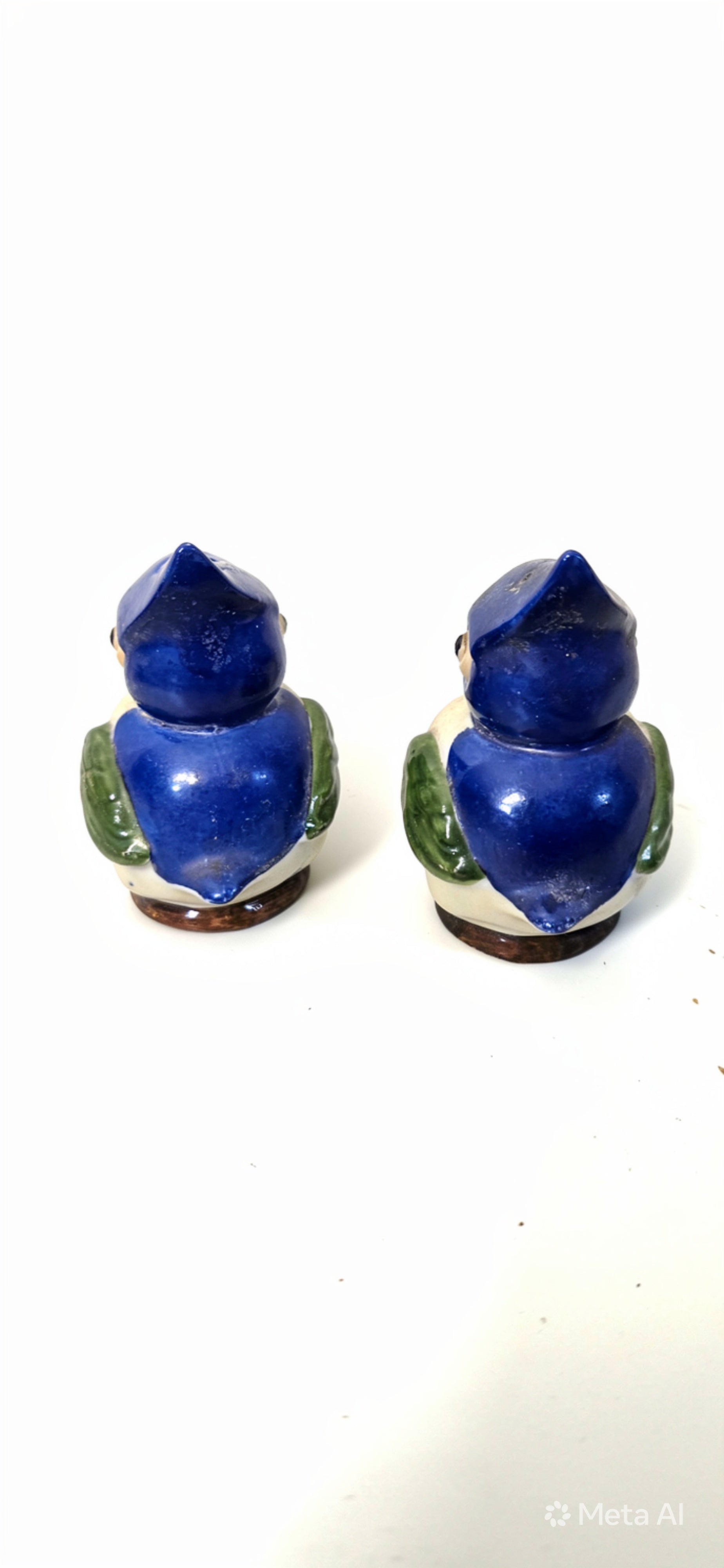 Vintage 1940s-50s German Ceramic Bird Salt & Pepper Shakers|Blue Green Kitsch|Mid-Century Collectible - ITEM #2300