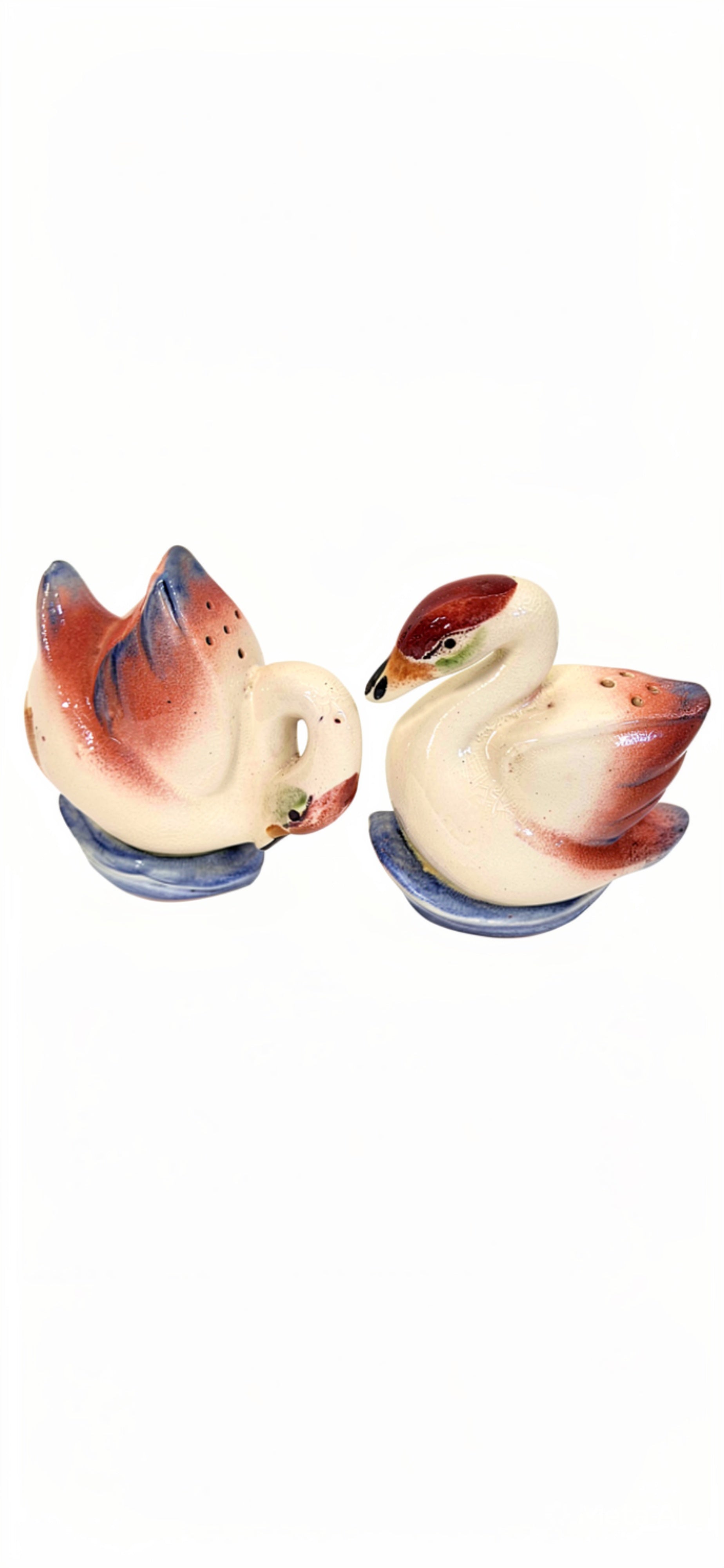 Vintage Japan Ceramic Swan  Salt & Pepper Shakers -- ITEM #2301