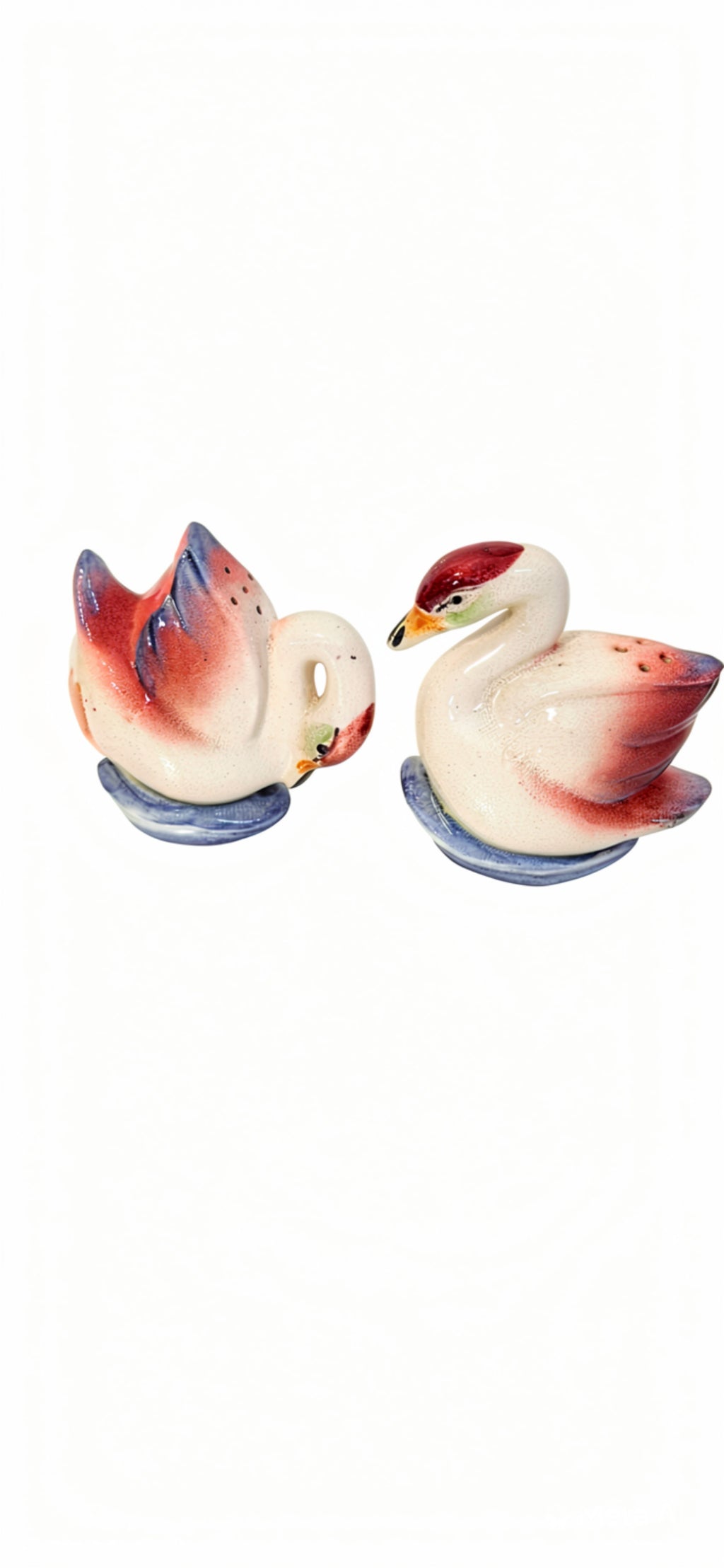 Vintage Japan Ceramic Swan  Salt & Pepper Shakers -- ITEM #2301