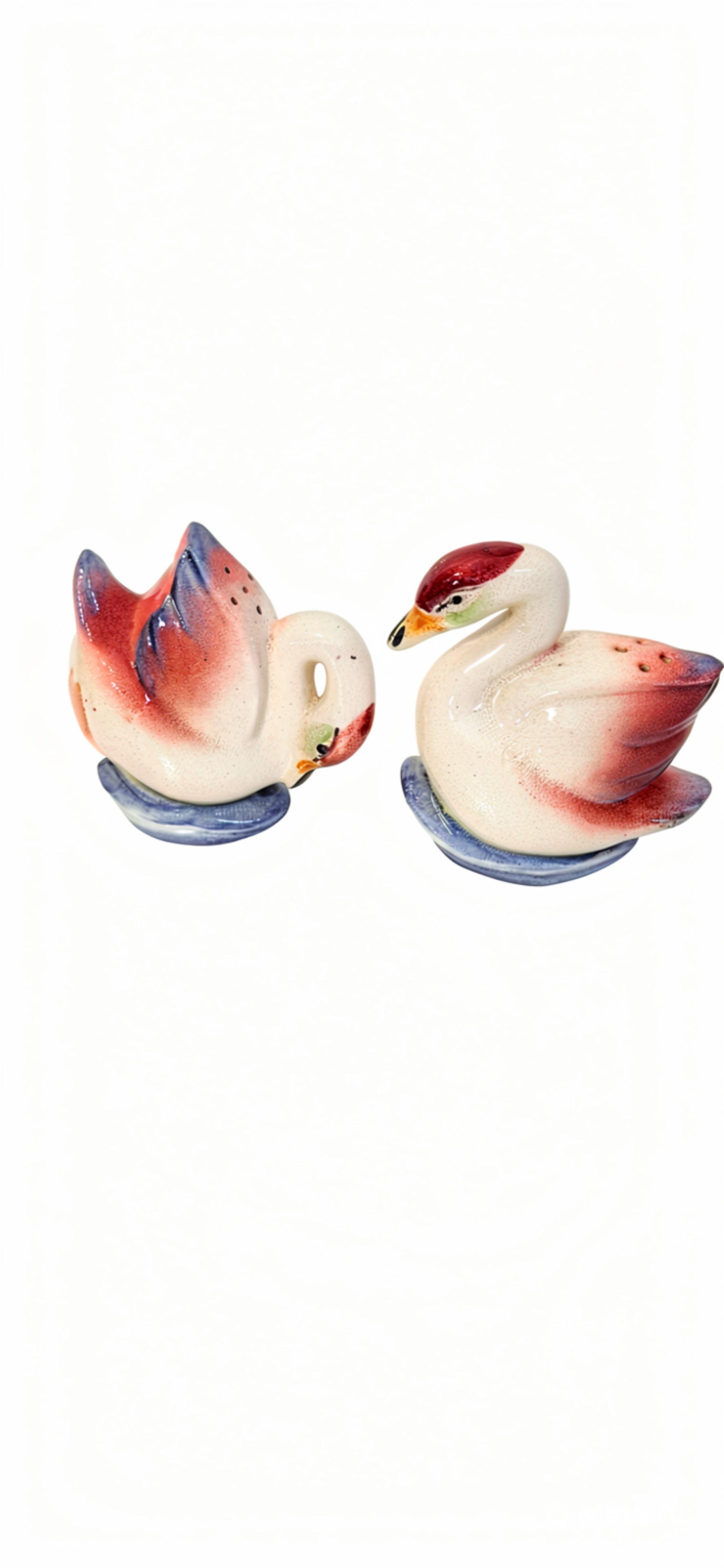 Vintage Japan Ceramic Swan  Salt & Pepper Shakers -- ITEM #2301