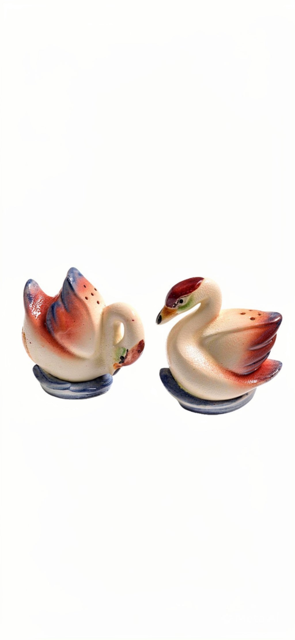 Vintage Japan Ceramic Swan  Salt & Pepper Shakers -- ITEM #2301
