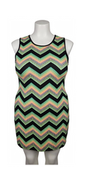 Women's Dress by Inner Beauty Size 1X Neon Chevron Zig Zag Dress - ITEM #2463