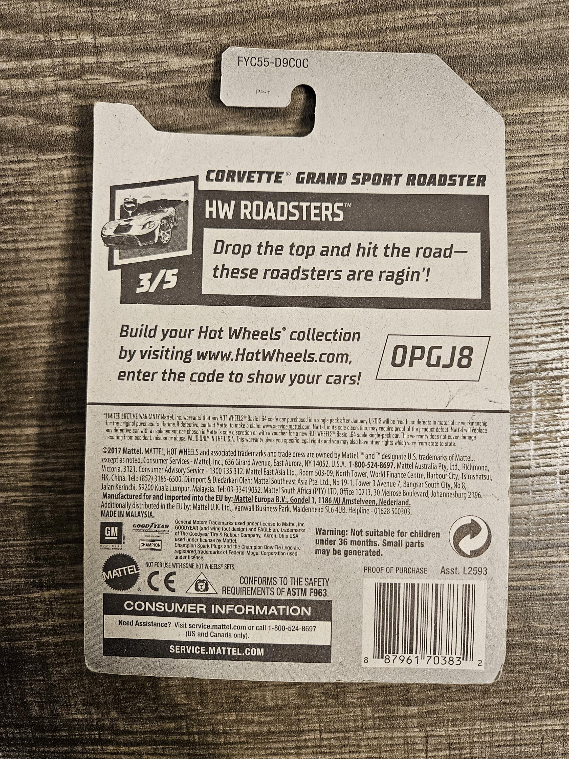 Hot Wheels Corvette Grand Sport Roadster; HW Roadsters  -- ITEM #2077