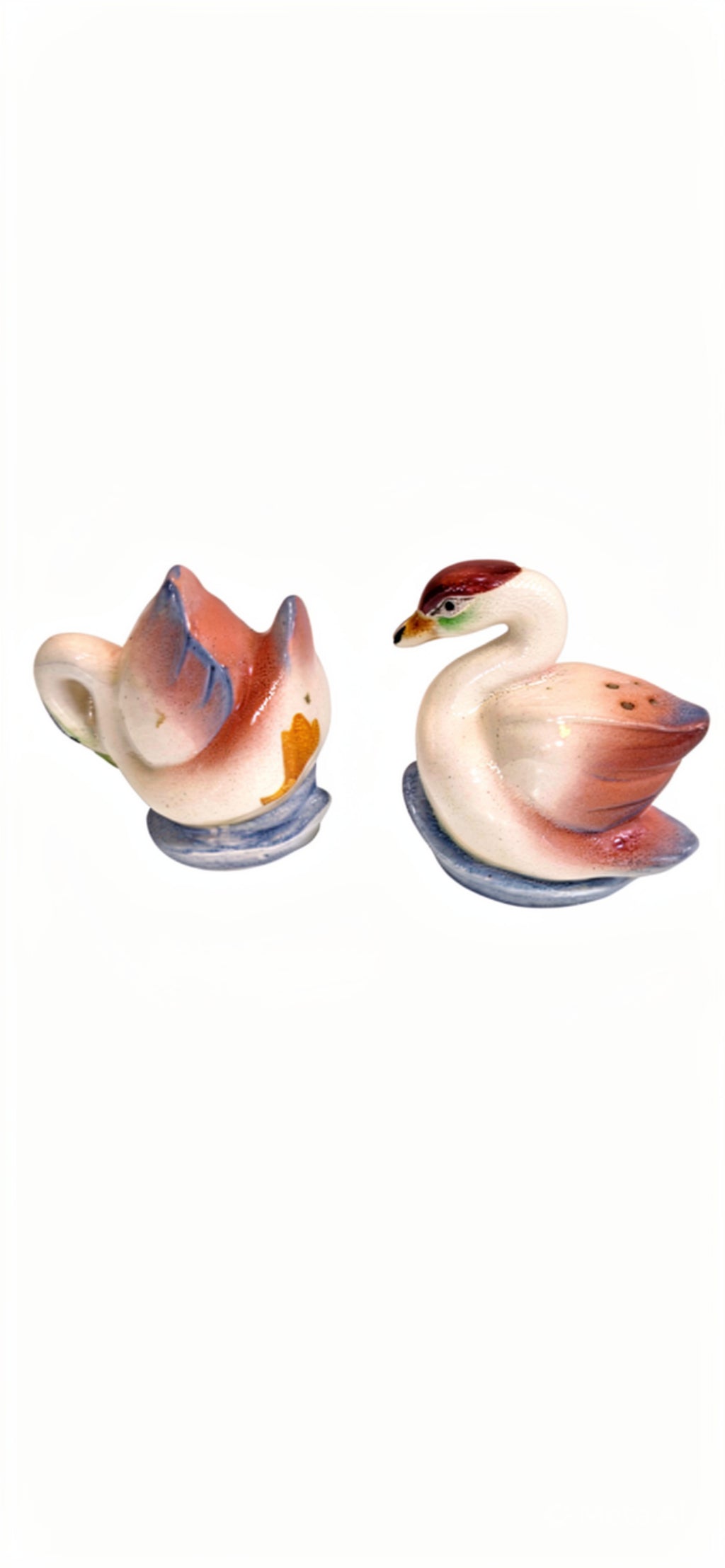 Vintage Japan Ceramic Swan  Salt & Pepper Shakers -- ITEM #2301