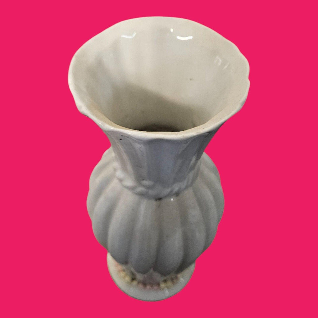 Sophia-Ann Floral Vase White with Pink 3D Flowers --ITEM #3537