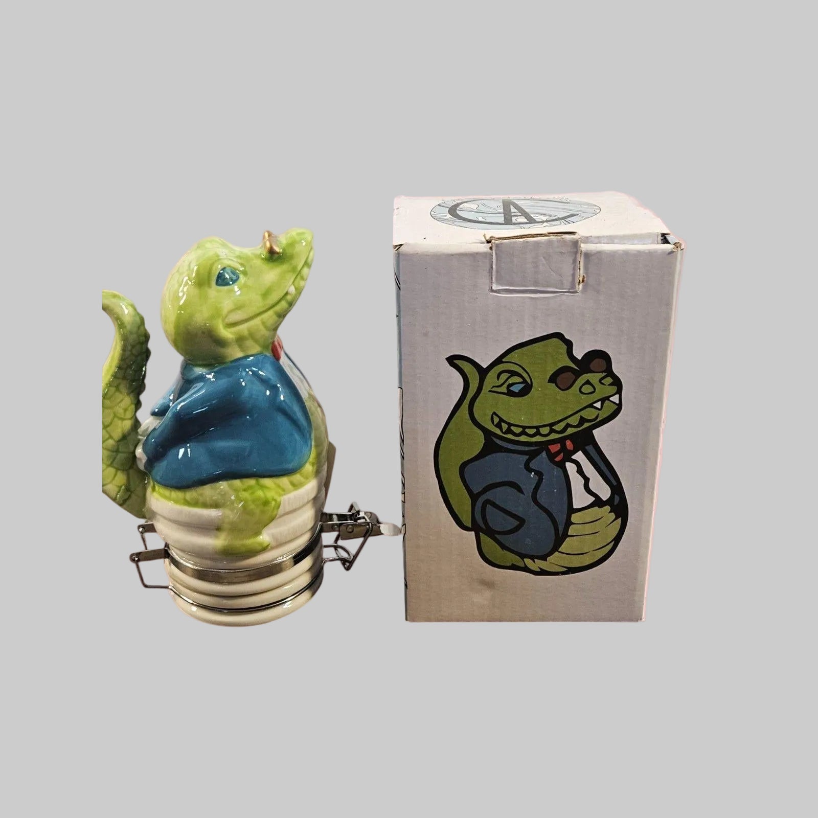 Ceramic Art Air Tight Jar "Professor CROC" -- ITEM #3099