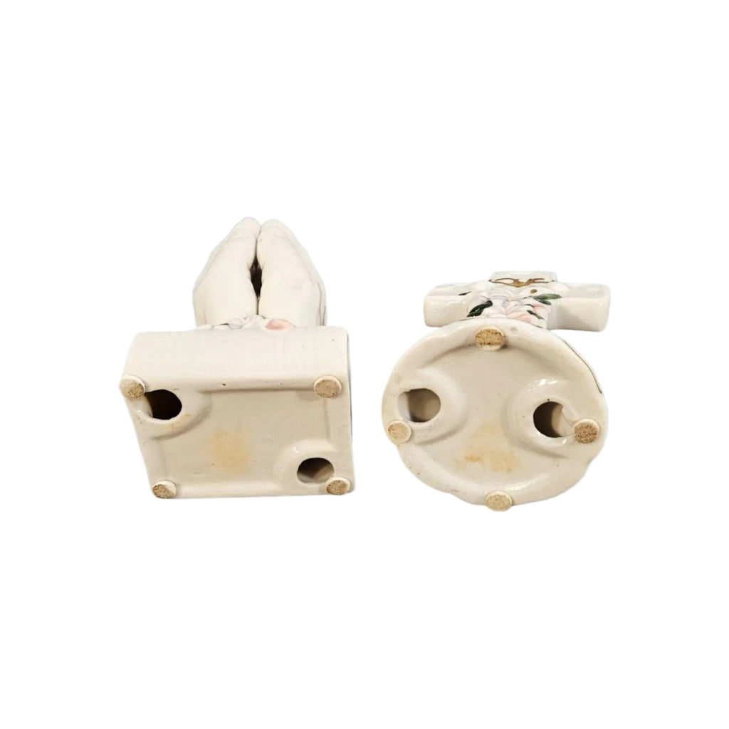 Vintage  Porcelain Praying Hands and Cross -- ITEM #3078