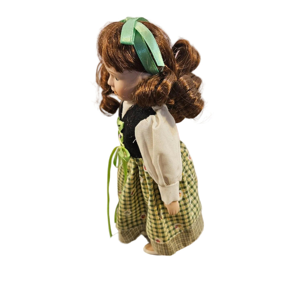Vintage Doll with Red Hair and Green Checkered Dress -- ITEM #3104