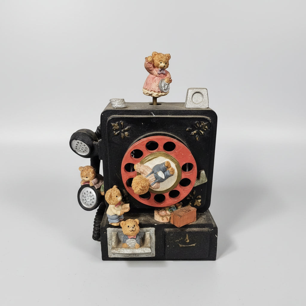 Musical Wind Up Bear Rotary Phone Automations.  ITEM #1933