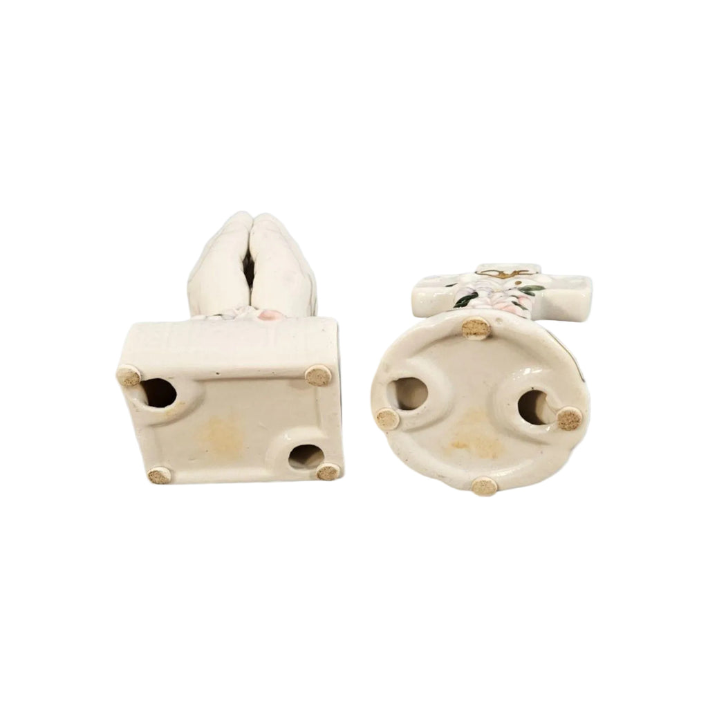 Vintage Porcelain Set Praying Hands and a Cross -- ITEM #3077