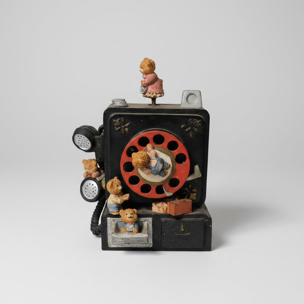 Musical Wind Up Bear Rotary Phone Automations.  ITEM #1933