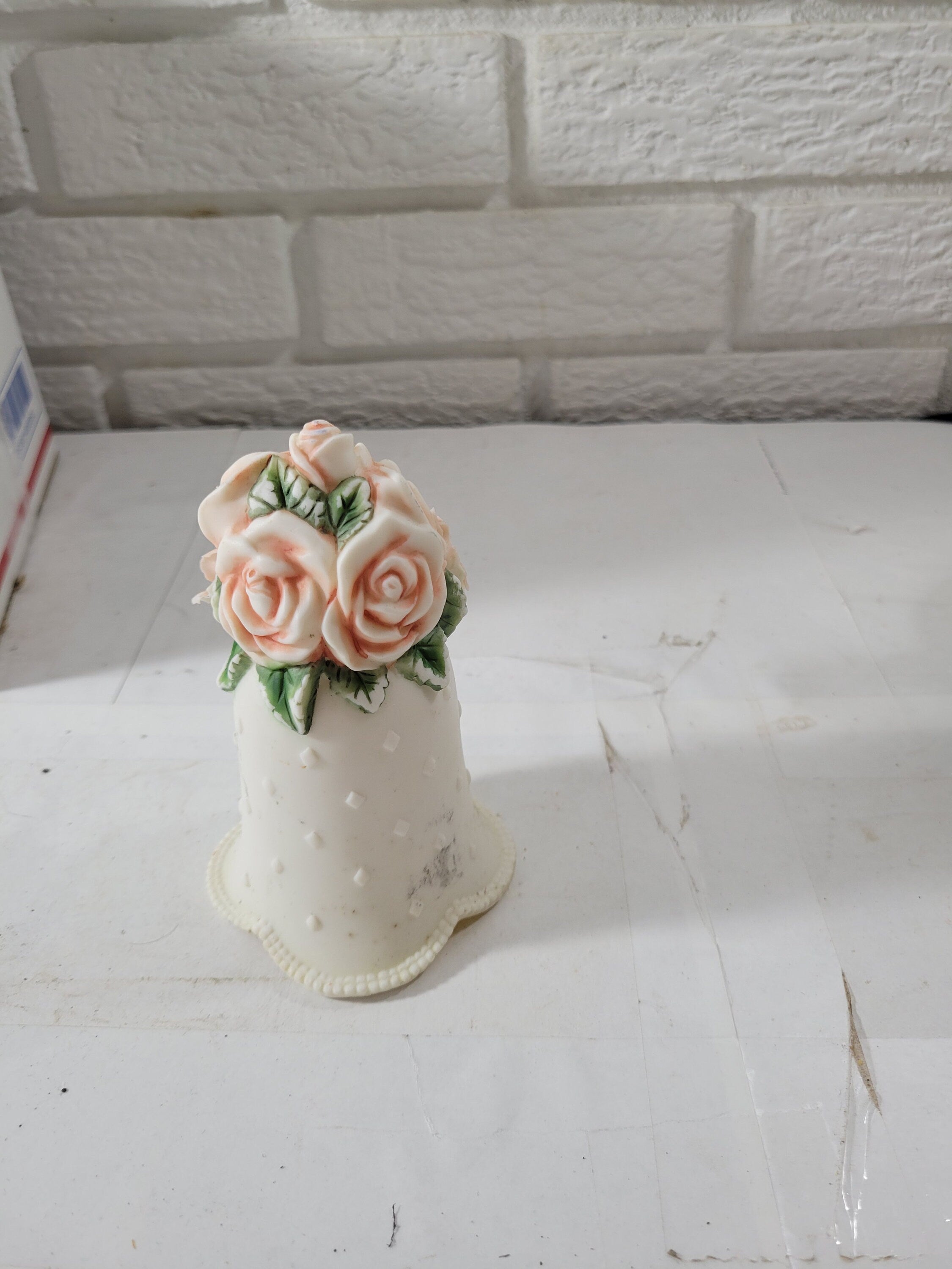 Vintage Porcelain Bell with Peach Colored Flowers