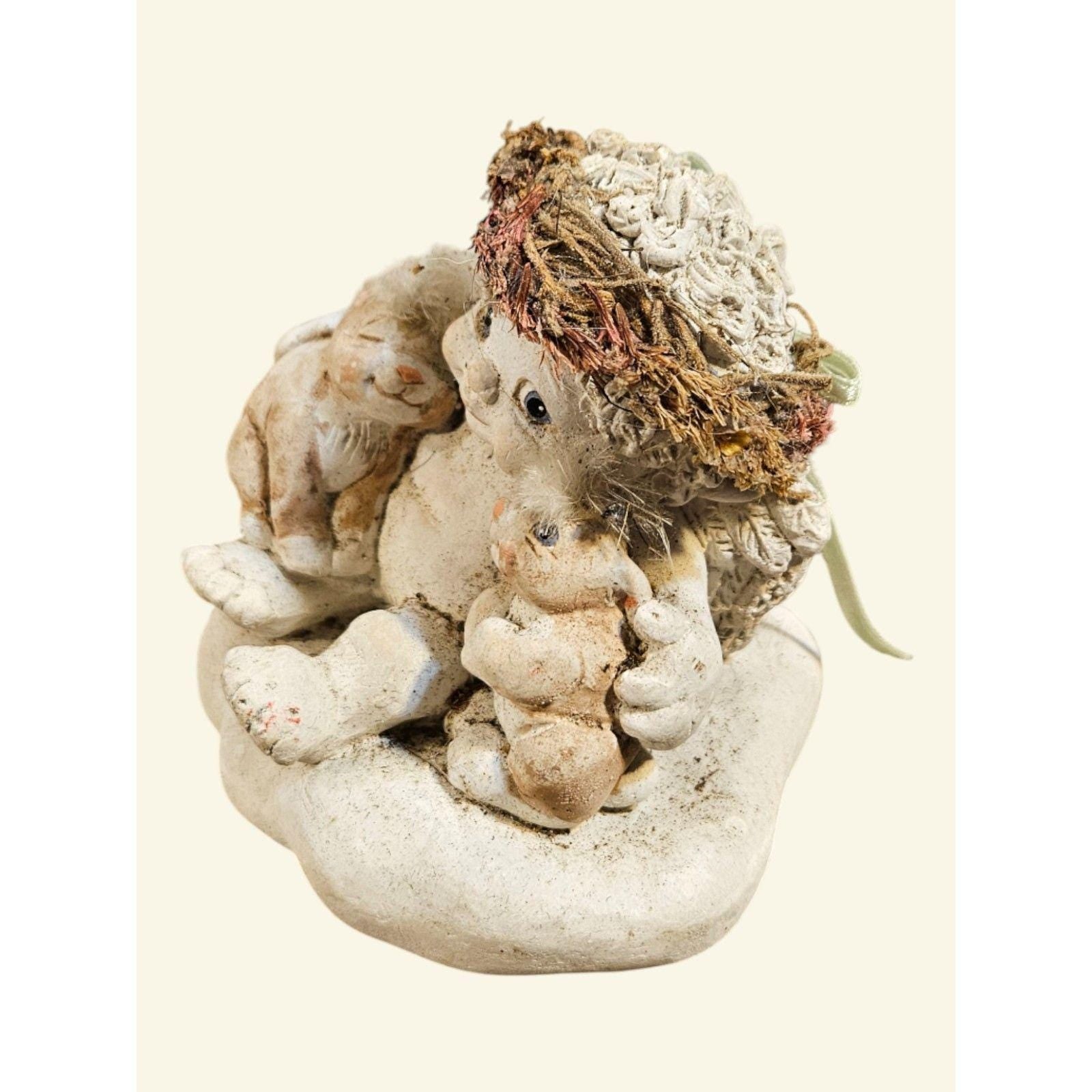Dreamsicles Figurine.  Three Amigos DC179 Cherub with two rabbits.  - ITEM #3051