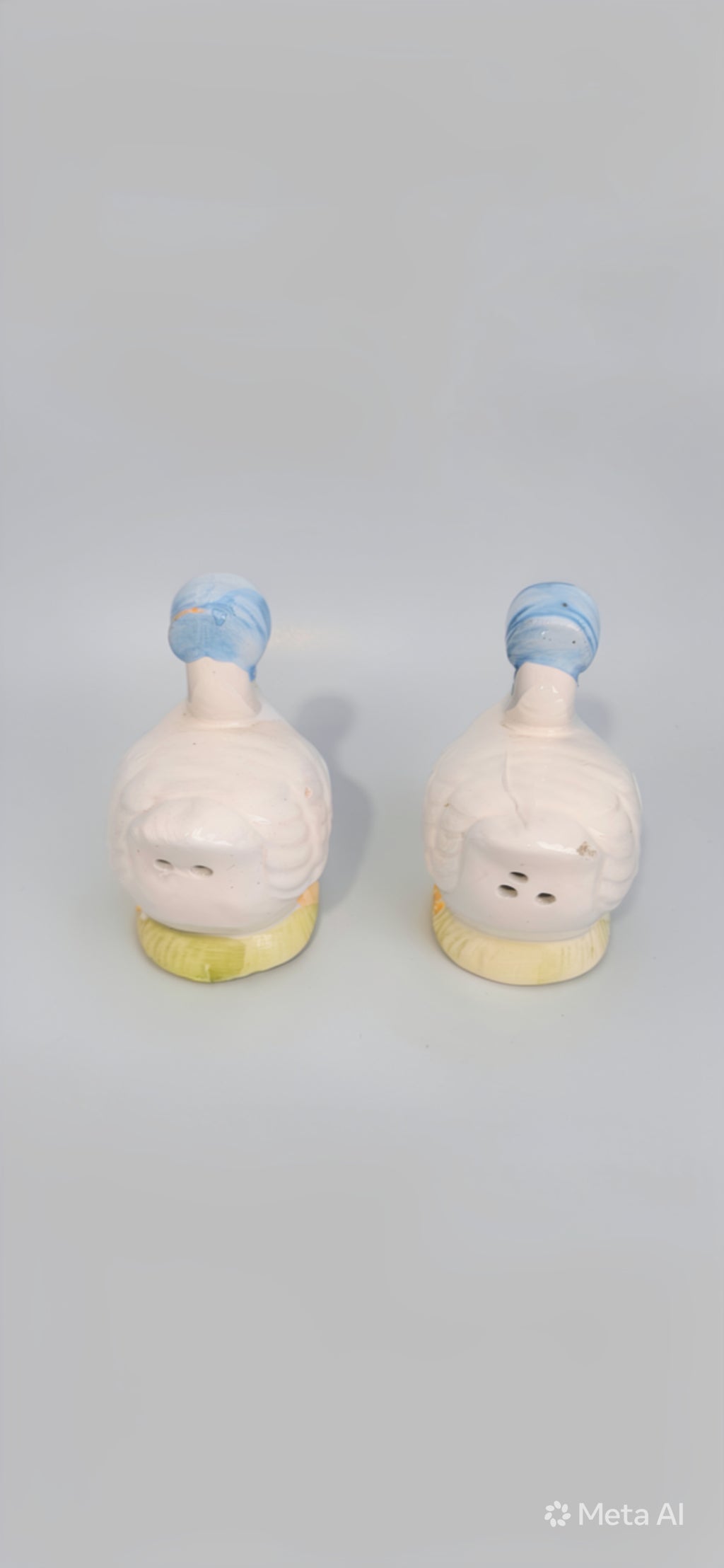 Vintage Ceramic Goose Salt & Pepper Shakers w/ Blue Bonnets -- ITEM #2299