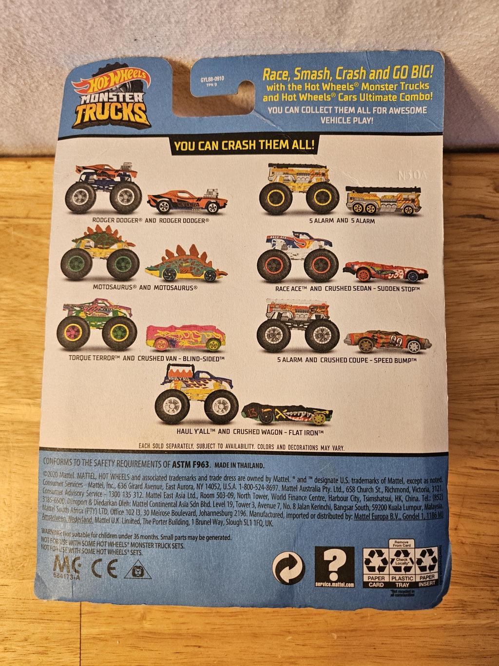 Hot Wheels Monster Trucks includes Free Crushed Diecast Car.   ITEM #1910