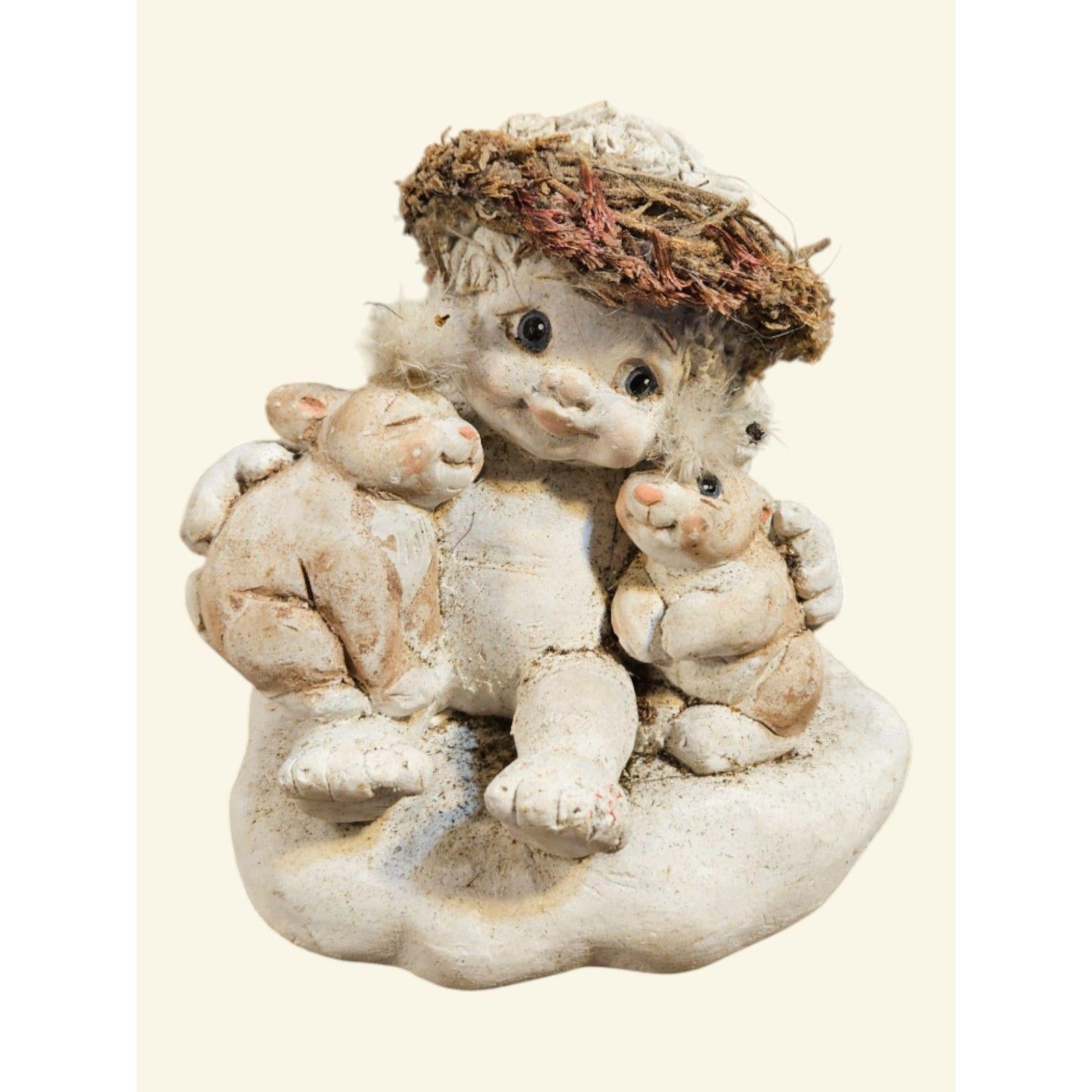 Dreamsicles Figurine.  Three Amigos DC179 Cherub with two rabbits.  - ITEM #3051