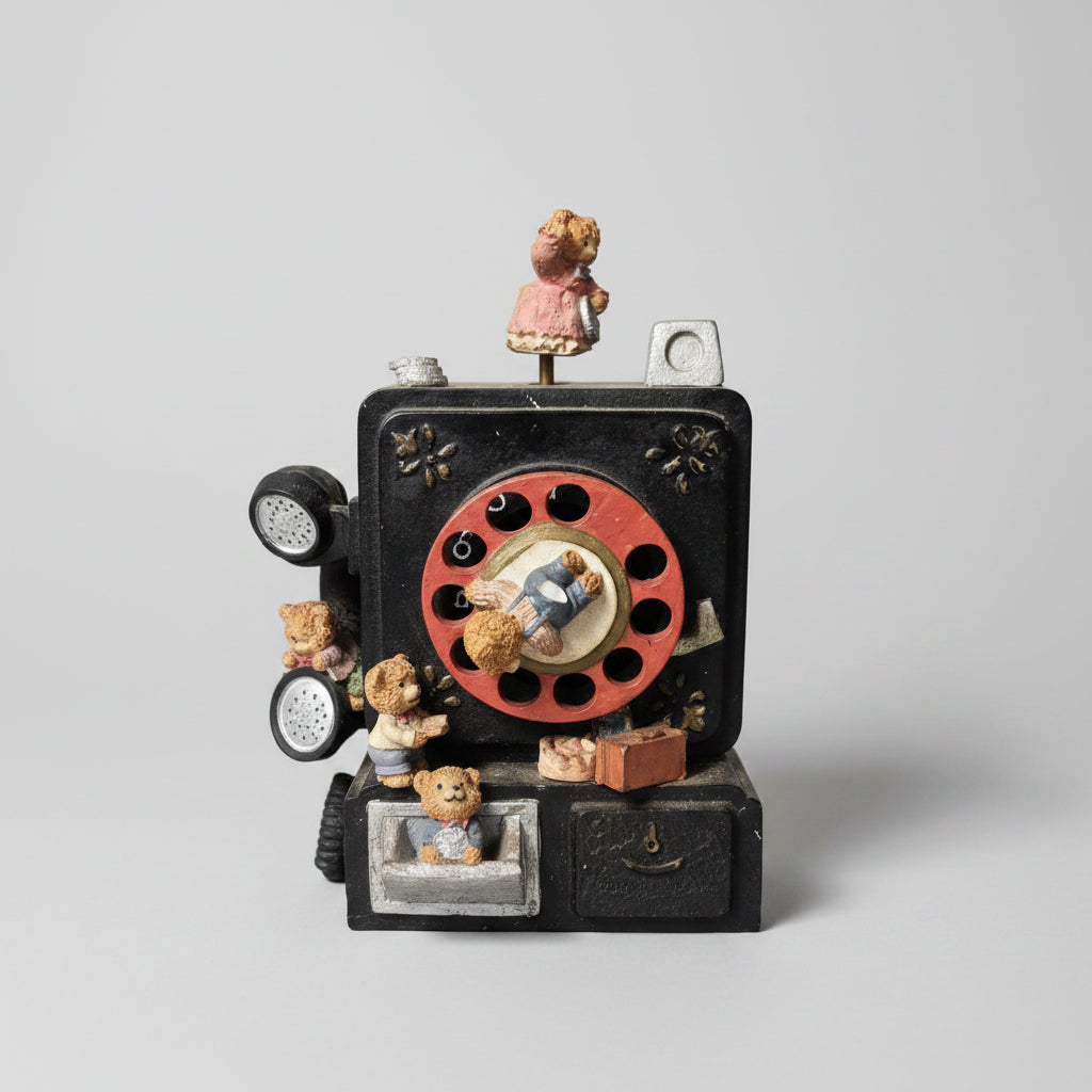 Musical Wind Up Bear Rotary Phone Automations.  ITEM #1933
