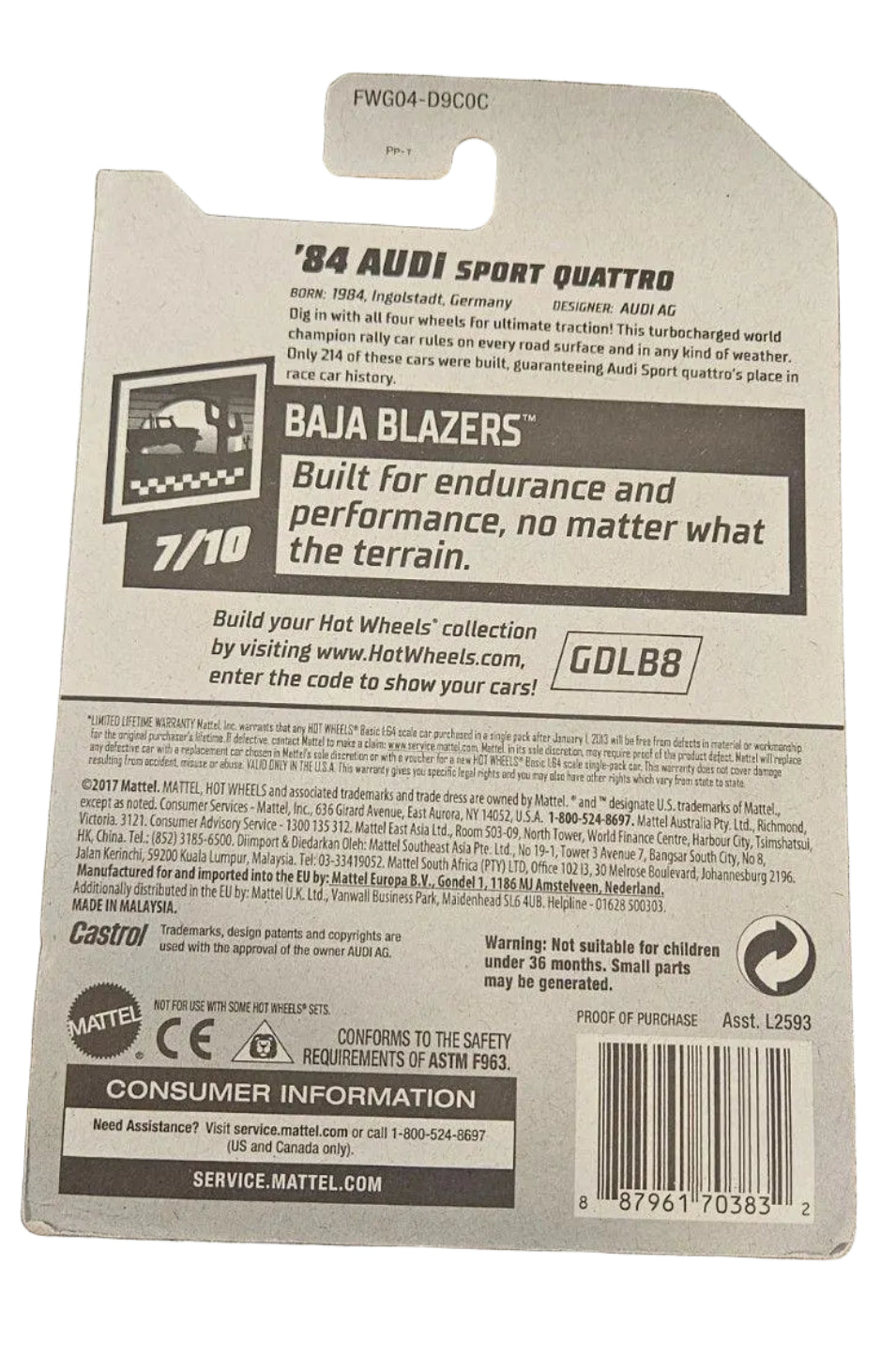 Hot Wheels Baja Blazers '84 Audi Sport Quatro -_ ITEM #3255