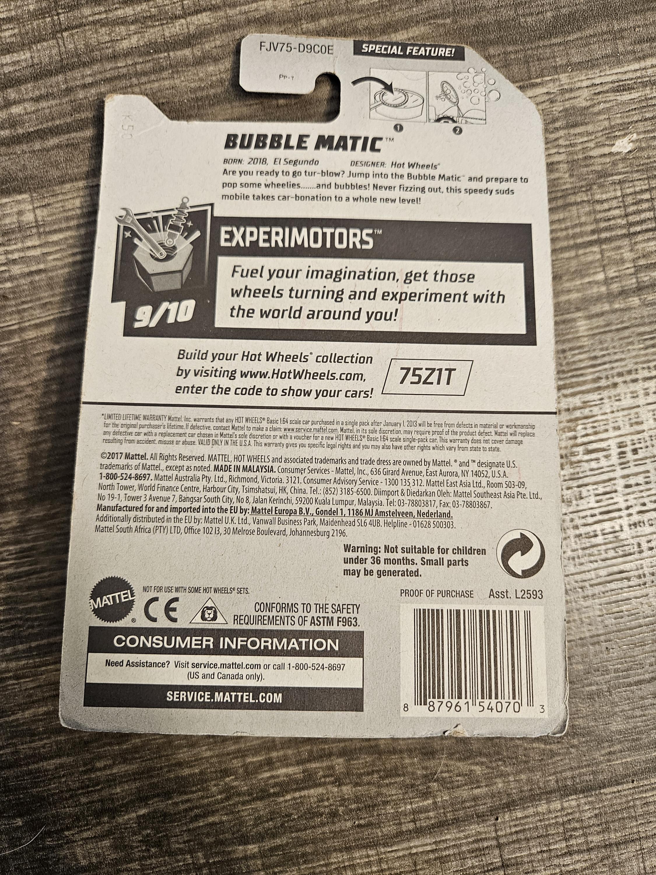 Hot Wheels 50th Anniversary Bubblematic Experimotors -- ITEM #2086