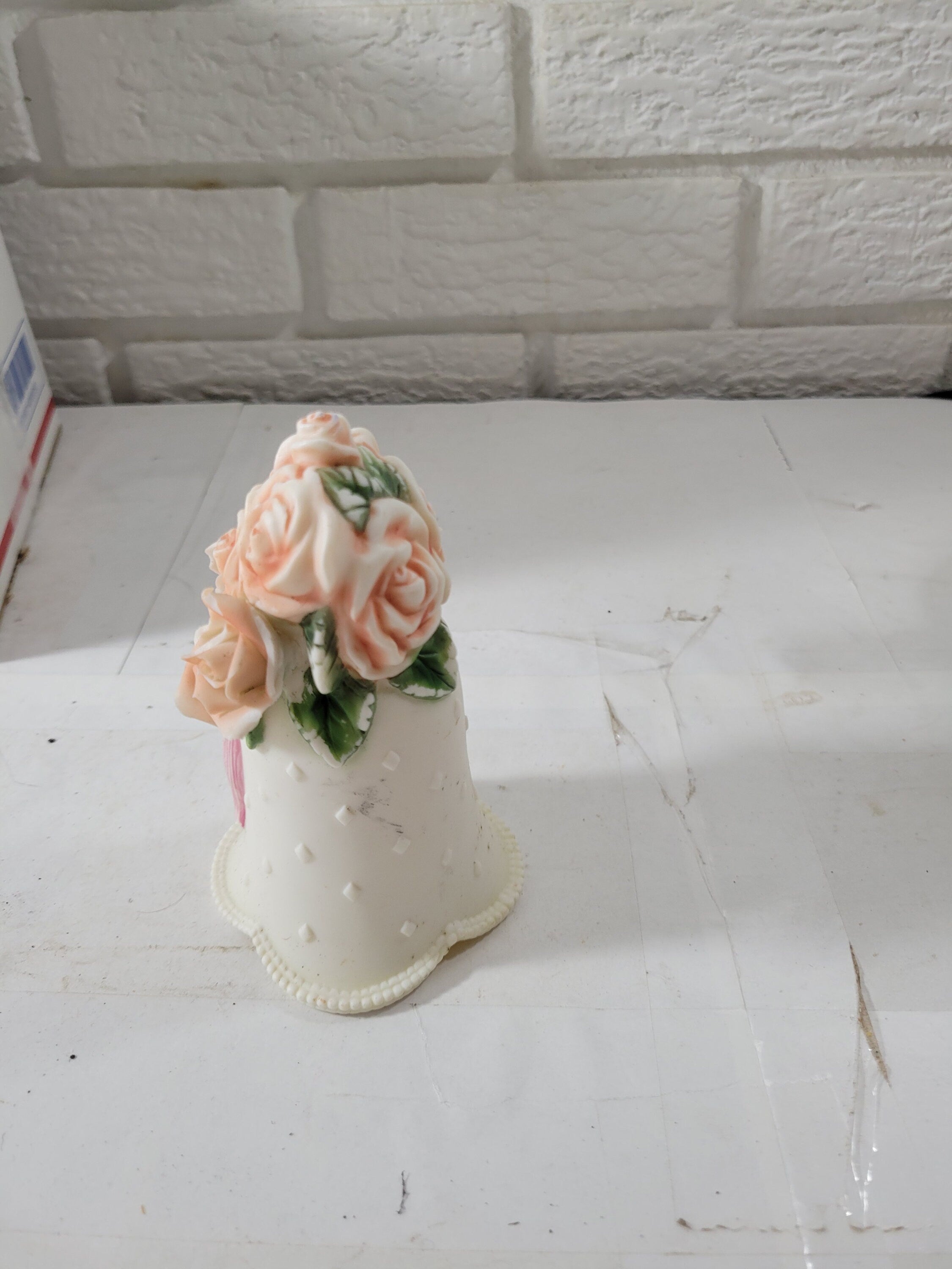 Vintage Porcelain Bell with Peach Colored Flowers