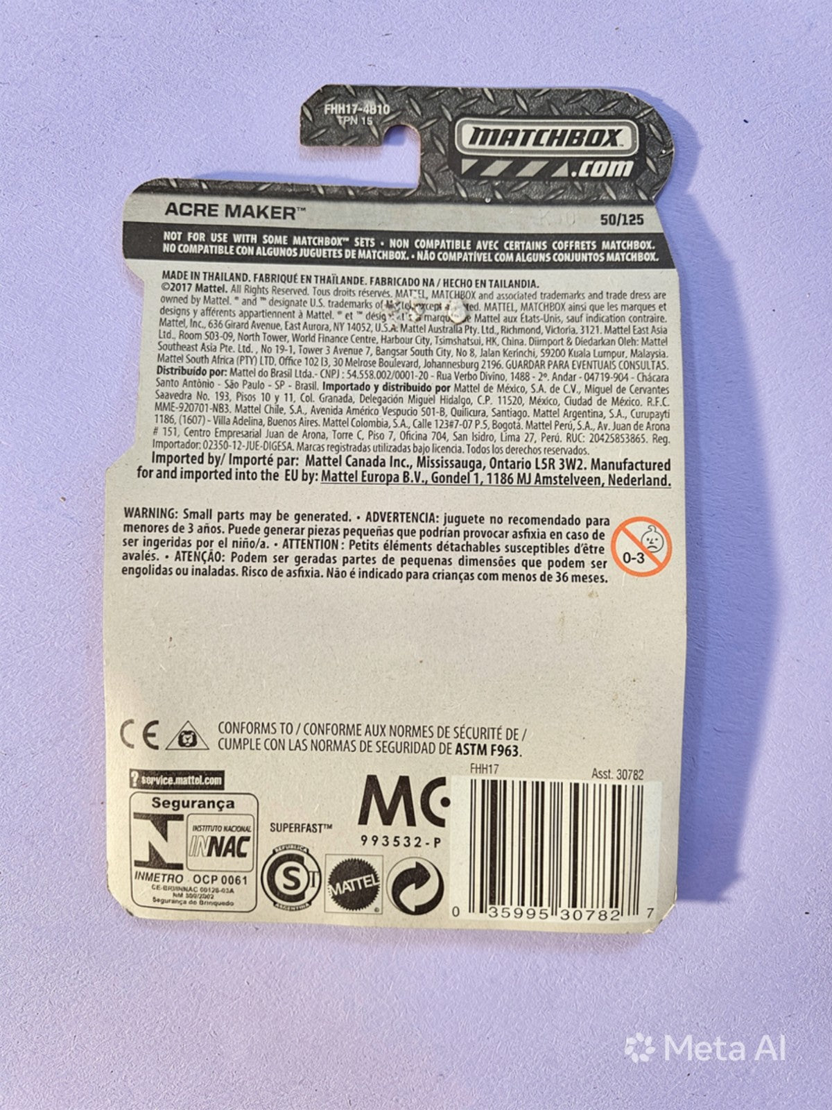 Matchbox #50 Acre Maker 2018 MB 919 -- ITEM#2188