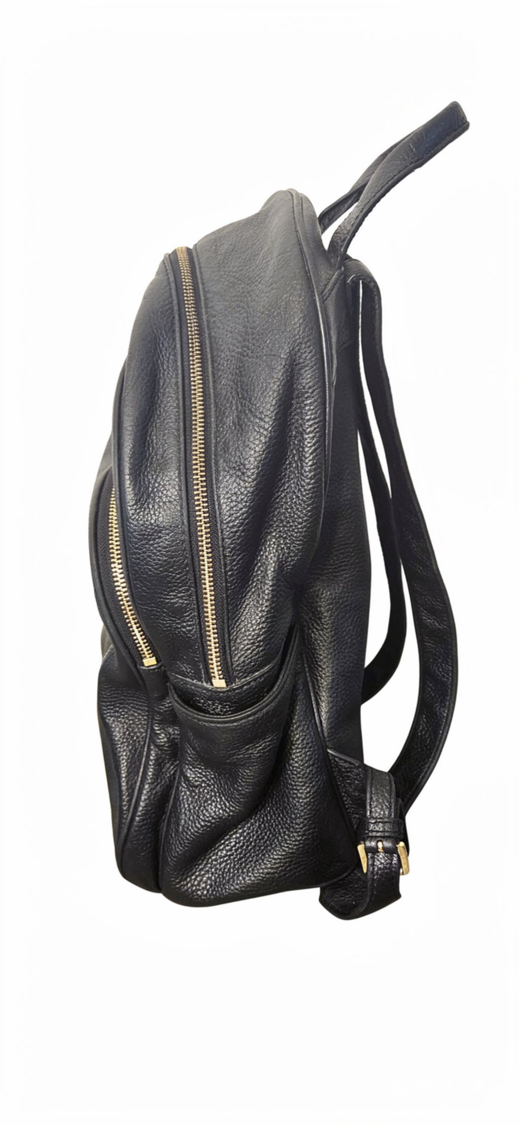 Authentic Michael Kors Abbey Medium Pebbled Leather Backpack – Black & Gold -ITEM #2397