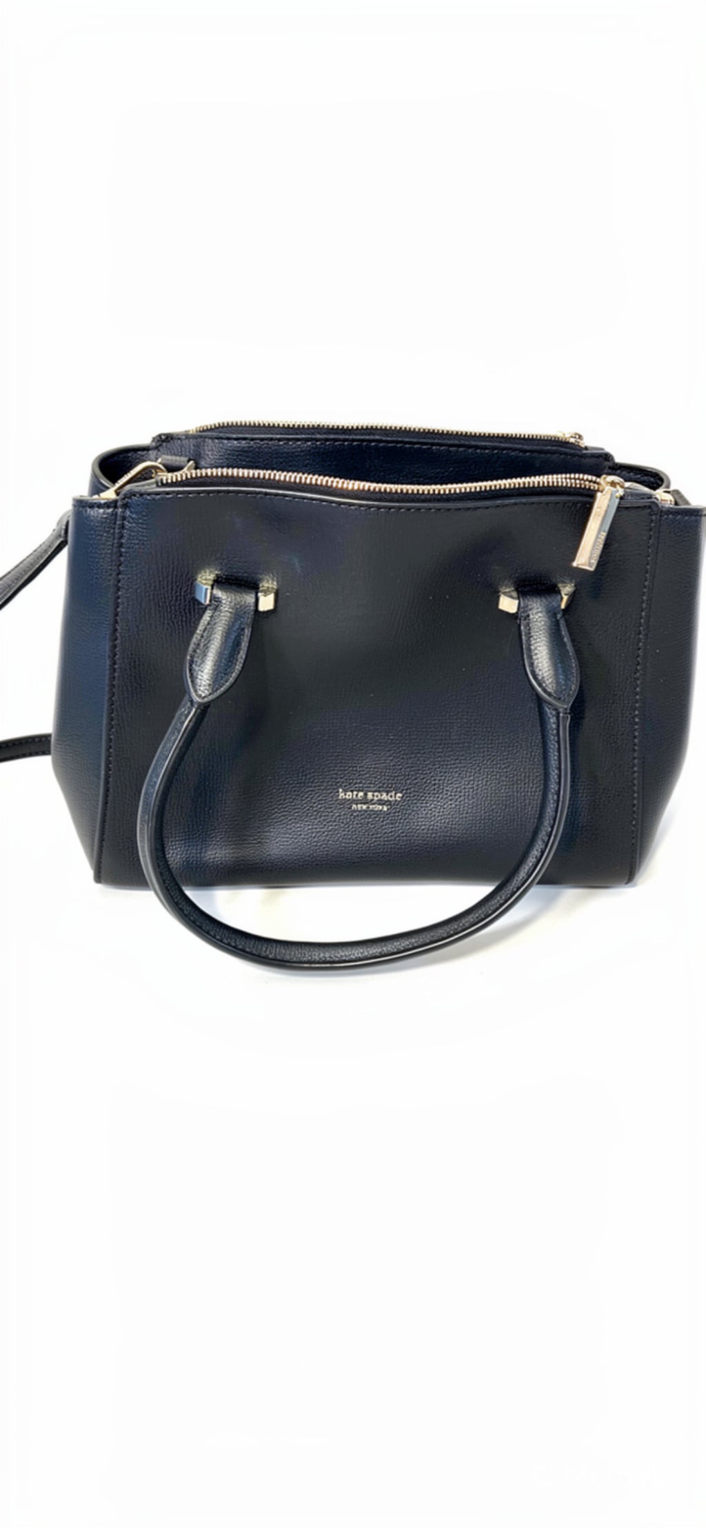 Spade New York Small Double Zip Satchel Crossbody Bag - Black Pebbled Leather - ITEM #2396