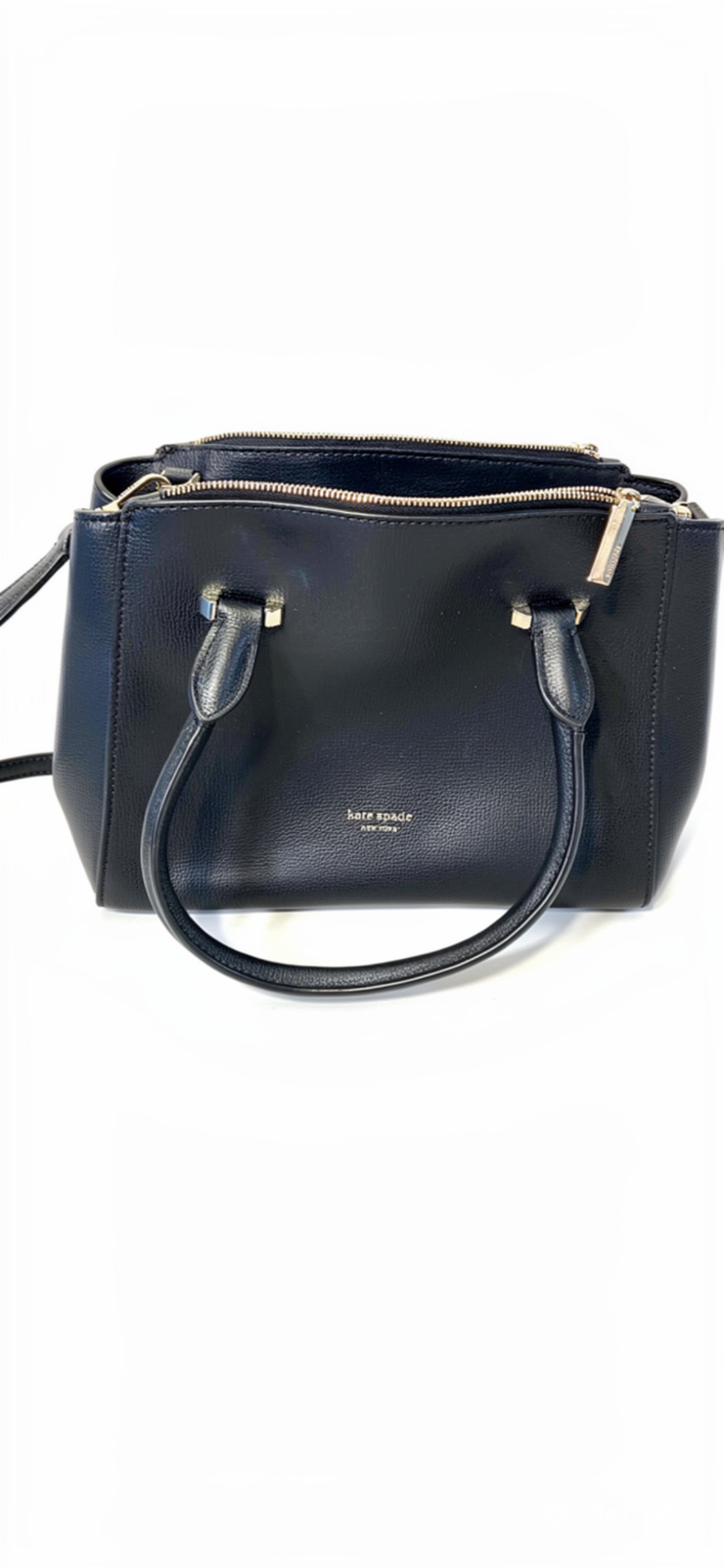 Spade New York Small Double Zip Satchel Crossbody Bag - Black Pebbled Leather - ITEM #2396